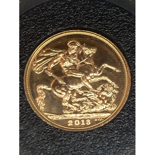 349 - A CASED UNCIRCULATED GOLD SOVEREIGN DATED 2018