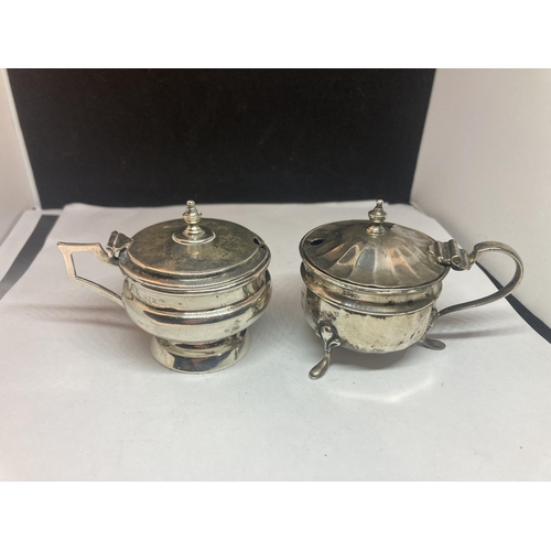 92 - TWO HALLMARKED BIRMINGHAM SILVER MUSTARD POTS