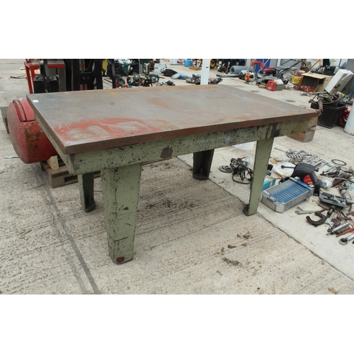 139 - VERY HEAVY CAST STEEL BENCH WITH 1 1/2 THICK TOP (HARD TO FIND)  + VAT