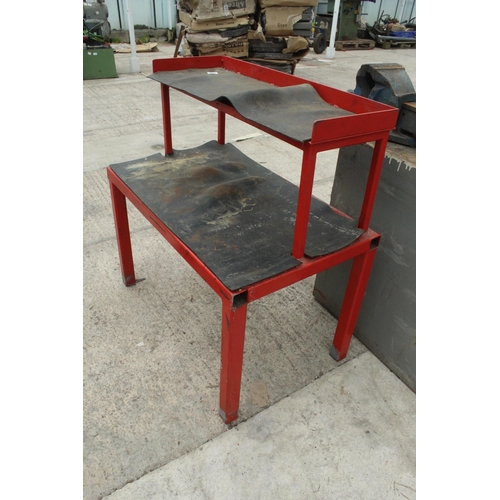 143 - RED METAL WORK BENCH  + VAT