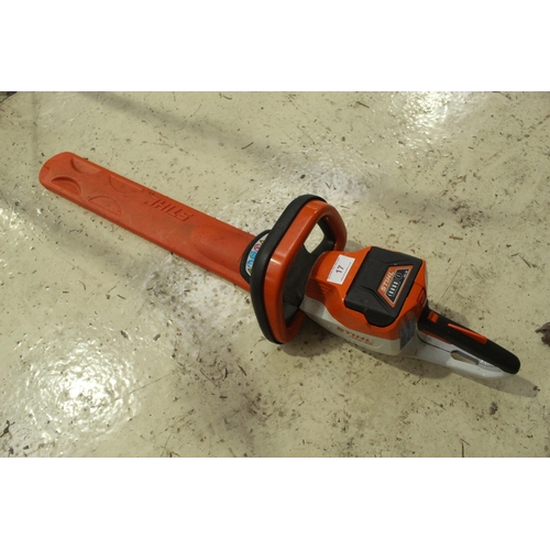 17 - STIHL HEDGE CUTTER /BLOWER/CHAINSAW WITH 2 BATTERY CHARGERS ALL IN VERY GOOD WORKING ORDER  NO VAT