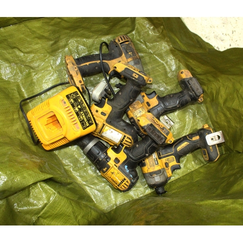 46 - 2 DEWALT DRILLS AND 3 IMPACTS AND CHARGER  NO VAT