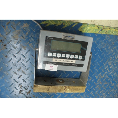 60 - PLATFORM SCALES AND CHARGER IN GOOD WORKING ORDER  NO VAT