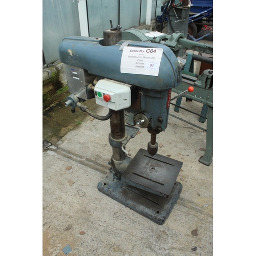 91 - BOXFORD UNION BENCH DRILL 3 PHASE UNTESTED NO VAT