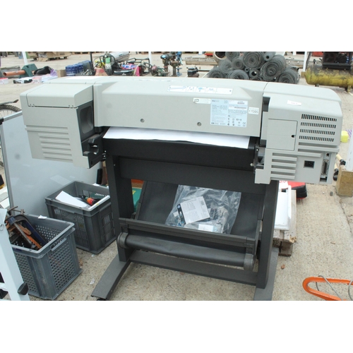 563 - WIDE FORMAT HP DESIGNJET 500 PRINTER WITH UPGRADED RAM NEW INK WAS TANK AND 9 CARTRIDGES, PAPER AND ... 