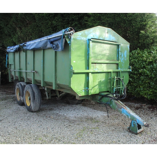 232 - COLLINSON 13 TONNE GRAIN TRAILER HYDRAULIC BACK DOOR ROLL OVER SHEET IN GOOD WORKING ORDER SURPLUS T... 