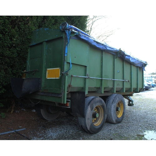 232 - COLLINSON 13 TONNE GRAIN TRAILER HYDRAULIC BACK DOOR ROLL OVER SHEET IN GOOD WORKING ORDER SURPLUS T... 