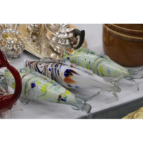 101 - FIVE LARGE MURANO STYLE GLASS FISH