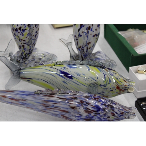 147 - FOUR LARGE MURANO STYLE GLASS FISHES