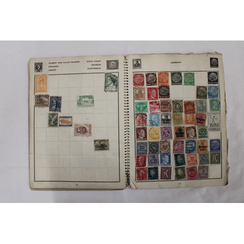 446 - TWO OLD ALBUMS CONTAINING STAMPS FROM AROUND THE WORLD