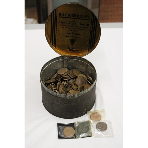 A LARGE TIN OF BRITISH COINS