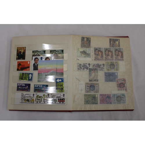 454 - A STAMP ALBUM CONTAINING A VARIETY OF STAMPS TO INCLUDE SHIPS, AIRCRAFT, CHRISTMAS, EUROPEAN COMMUNI... 