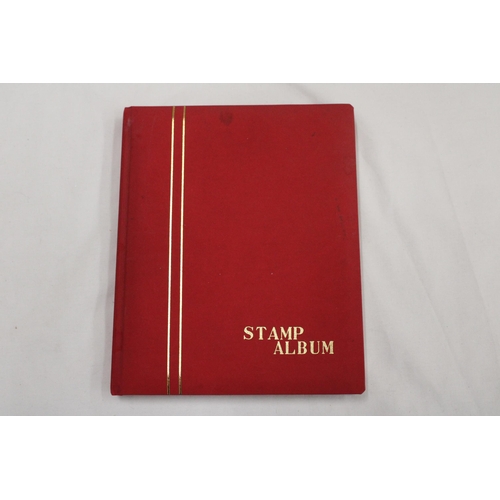 454 - A STAMP ALBUM CONTAINING A VARIETY OF STAMPS TO INCLUDE SHIPS, AIRCRAFT, CHRISTMAS, EUROPEAN COMMUNI... 