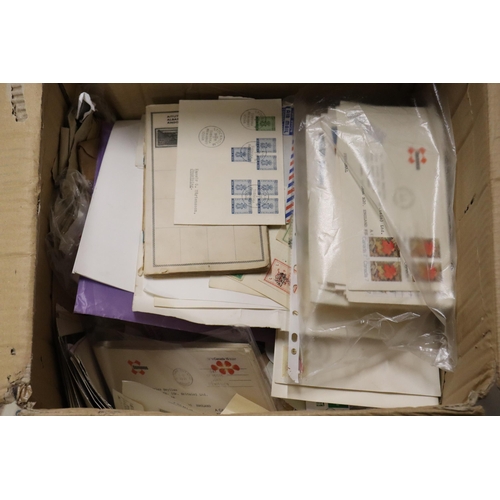 395 - A LARGE CARTON HOUSING FDCs, ALBUM PAGES AND A LINCOLN ALBUM