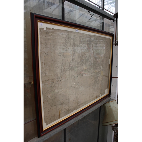 1512 - A LARGE FRAMED MAP OF THE SUTTON WARD OF MACCLESFIELD EDITION OF 1909