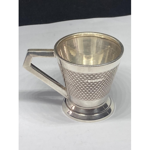 3 - A HALLMARKED BIRMINGHAM SILVER CUP GROSS WEIGHT 75.5 GRAMS (ENGRAVED)