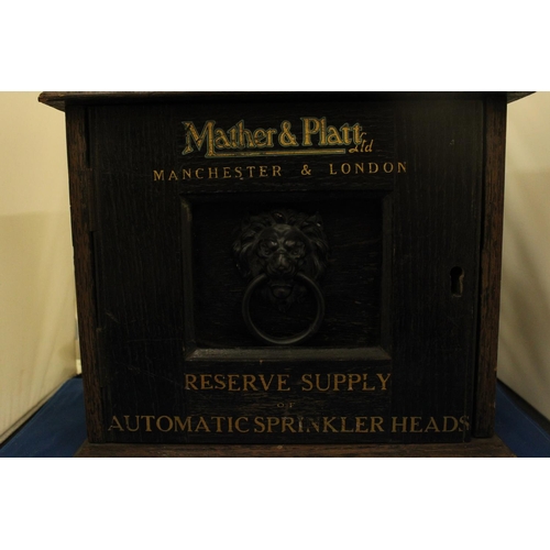 40 - A VINTAGE MATHER AND PLATT MANCHESTER AND LONDON STORAGE BOX FOR RESERVE SUPPLY OF AUTOMATIC SPRINKL... 