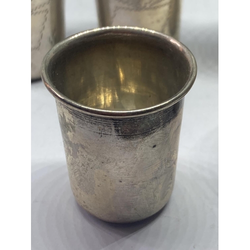 43 - SIX STIRRUP CUPS MARKET LO SILVER 833 GROSS WEIGHT 48 GRAMS