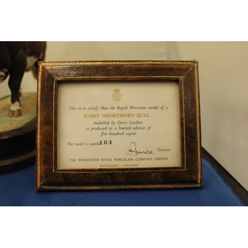 46 - A ROYAL WORCESTER MODEL OF A DAIRY SHORTHORN BULL MODELLED BY DORIS LINDNER PRODUCED IN A LIMITED ED... 