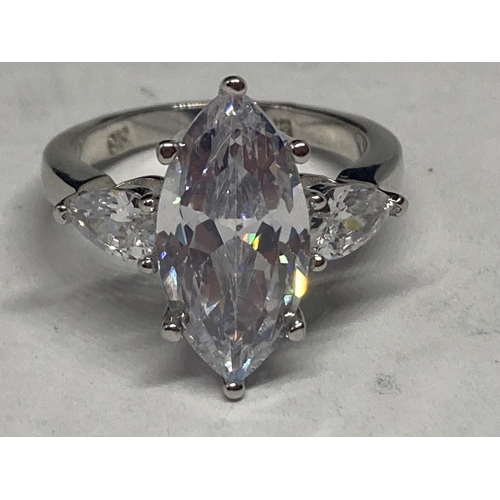 504 - A MARKED 9K RING WITH 5 CARATS OF MOISSANITE SIZE L/M GROSS WEIGHT 4.85 GRAMS