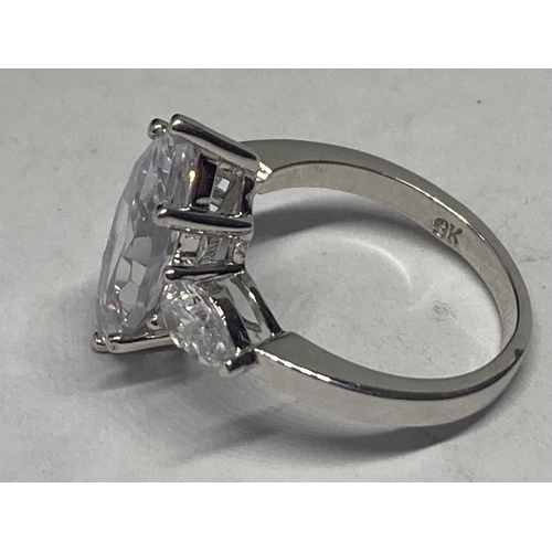 504 - A MARKED 9K RING WITH 5 CARATS OF MOISSANITE SIZE L/M GROSS WEIGHT 4.85 GRAMS