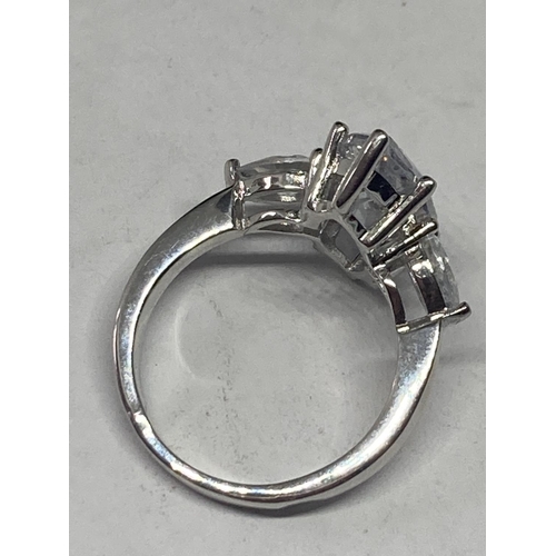 504 - A MARKED 9K RING WITH 5 CARATS OF MOISSANITE SIZE L/M GROSS WEIGHT 4.85 GRAMS