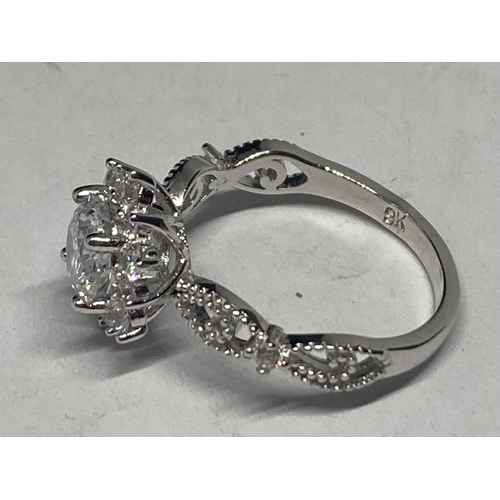 511 - A MARKED 9K RING WITH 1 CARAT OF MOISSANITE SIZE N GROSS WEIGHT 3.05 GRAMS