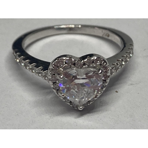 512 - A MARKED 9K RING WITH 1 CARAT OF MOISSANITE IN A HEART DESIGN SIZE L/M GROSS WEIGHT 2.98 GRAMS