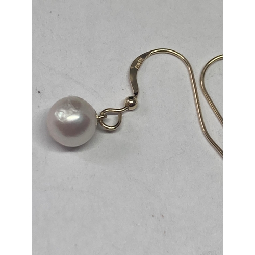 513 - A PAIR OF MARKED 14K PEARL EARRINGS GROSS WEIGHT 1.36 GRAMS