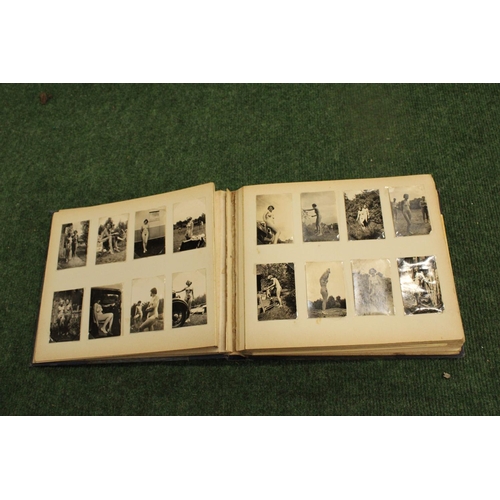 56 - A RARE ALBUM CONTAINING BLACK AND WHITE PHOTOGRAPHS TAKEN IN THE 1920'S/30'S OF WOMEN POSING NUDE. O... 