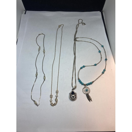 622 - FOUR SILVER NECKLACES