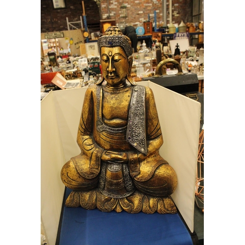 66 - A LARGE GILDED MEDIATING BUDDAH FIGURE 24