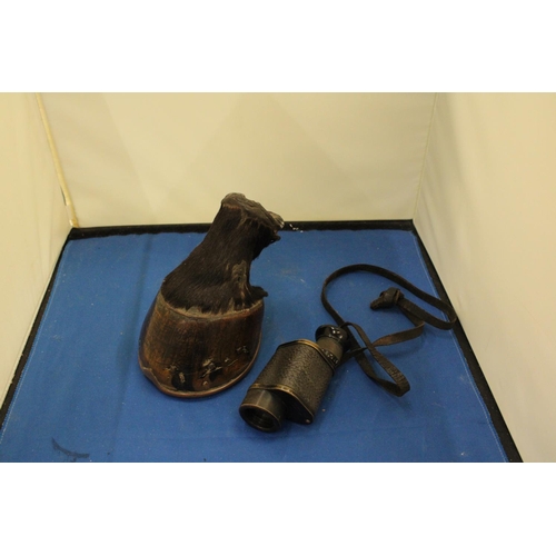 70 - TWO VINTAGE ITEMS TO INCLUDE A MONOCULAR AND A HORSES HOOF