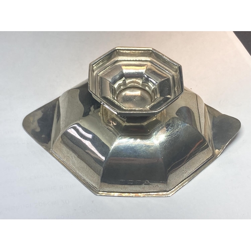 85 - A HALLMARKED BIRMINGHAM SILVER OCTAGONAL DISH ON A PEDESTAL BASE GROSS WEIGHT 98.85 GRAMS