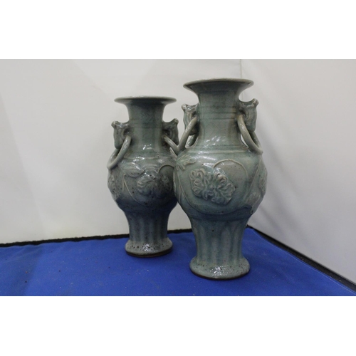 9 - A PAIR OF CHINESECELADON STYLE VASES