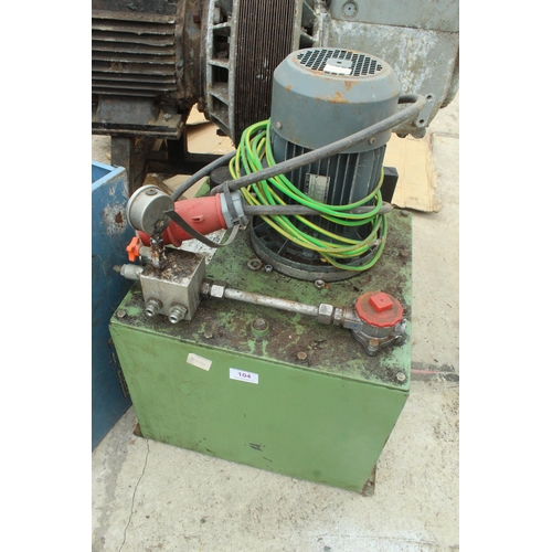 104 - HYDRAULIC RESERVOIR AND MOTOR PUMP IN WORKING ORDER  NO VAT