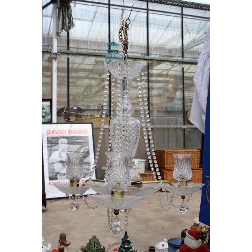 1739A - A RETRO GERMAN GLASS THREE BRANCH CHANDELIER