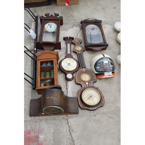 1746 - AN ASSORTMENT OF VARIOUS ITEMS TO INCLUDE CLOCKS AND BAROMETERS ETC