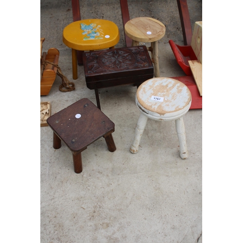 1767 - AN ASSORTMENT OF MINIATURE WOODEN STOOLS