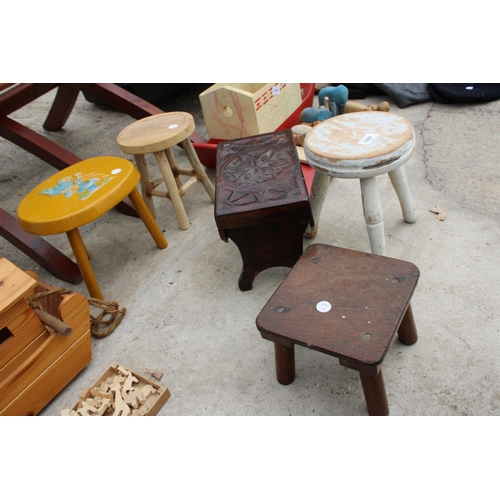 1767 - AN ASSORTMENT OF MINIATURE WOODEN STOOLS