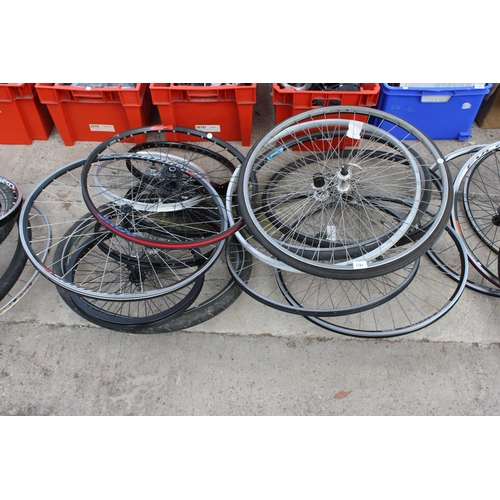 1781 - A LARGE ASSORTMENT OF VARIOUS BIKE WHEELS AND TYRES