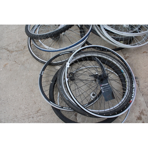 1782 - A LARGE ASSORTMENT OF VARIOUS BIKE WHEELS AND TYRES