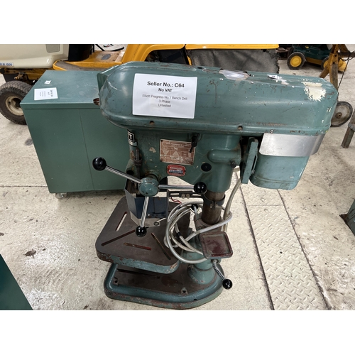 147 - ELLIOT PROGREESS NO 1 BENCH DRILL 3 PHASE UNTESTED NO VAT