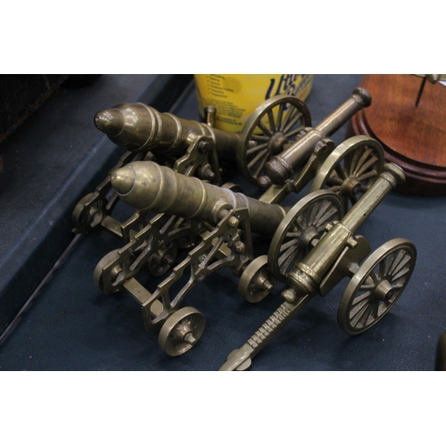 166 - FIVE VINTAGE BRASS CANONS