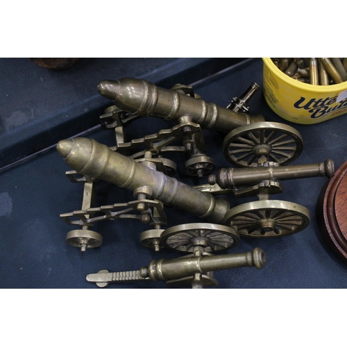 166 - FIVE VINTAGE BRASS CANONS