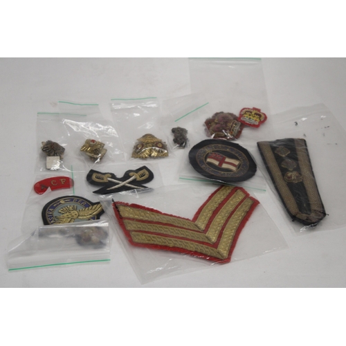 204 - A QUANTITY OF MILITARY CLOTH BADGES AND PIPS