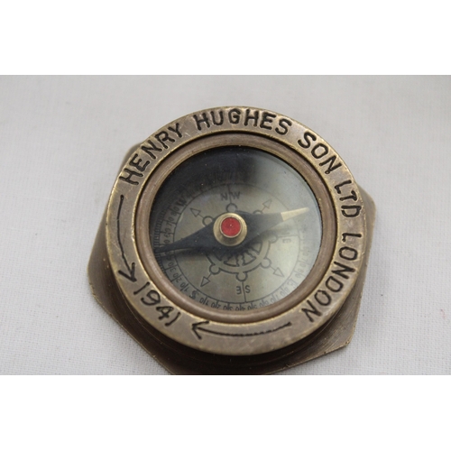 235 - A BOXED BRASS SUNDIAL COMPASS