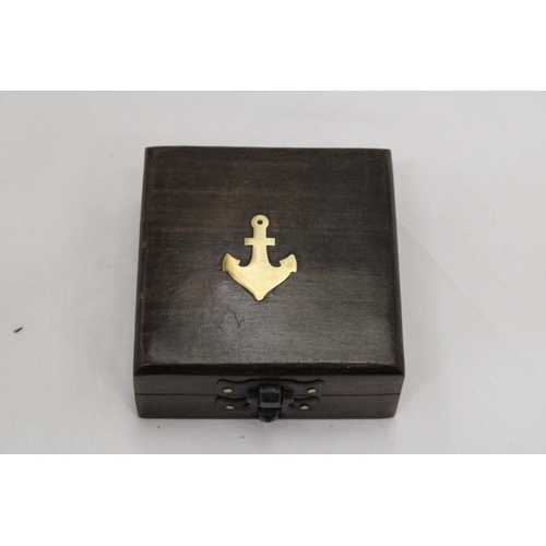 235 - A BOXED BRASS SUNDIAL COMPASS