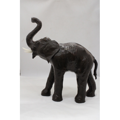 241 - A VINTAGE LEATHER ELEPHANT, HEIGHT 35CM