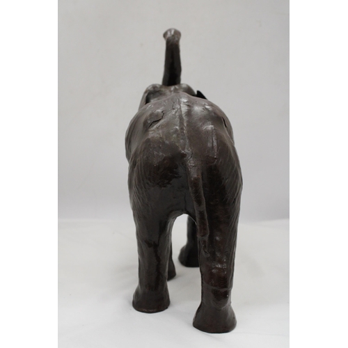 241 - A VINTAGE LEATHER ELEPHANT, HEIGHT 35CM